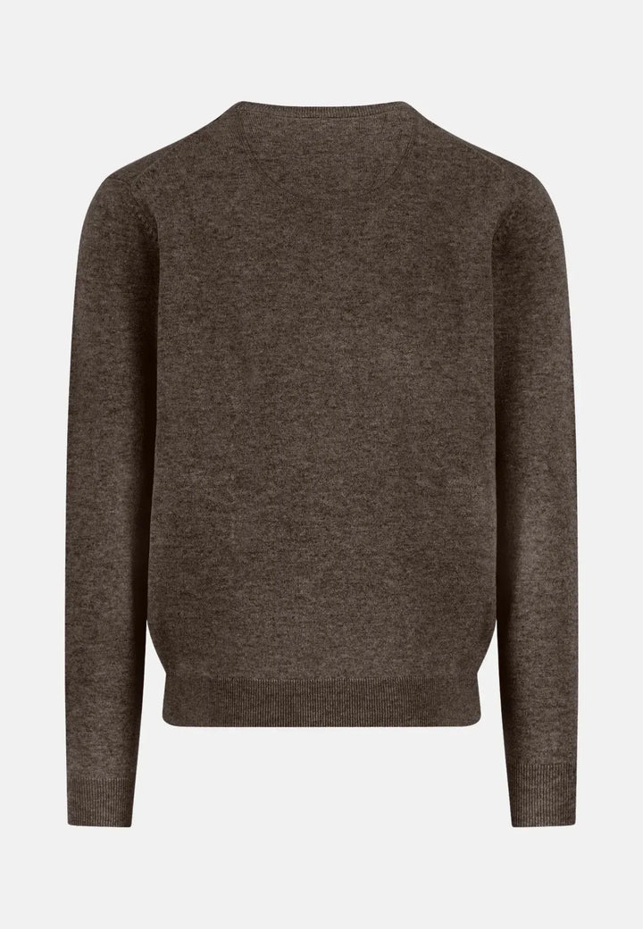 fynch-hatton-Pure Lambswool Crewneck Knit Dark Chocolate