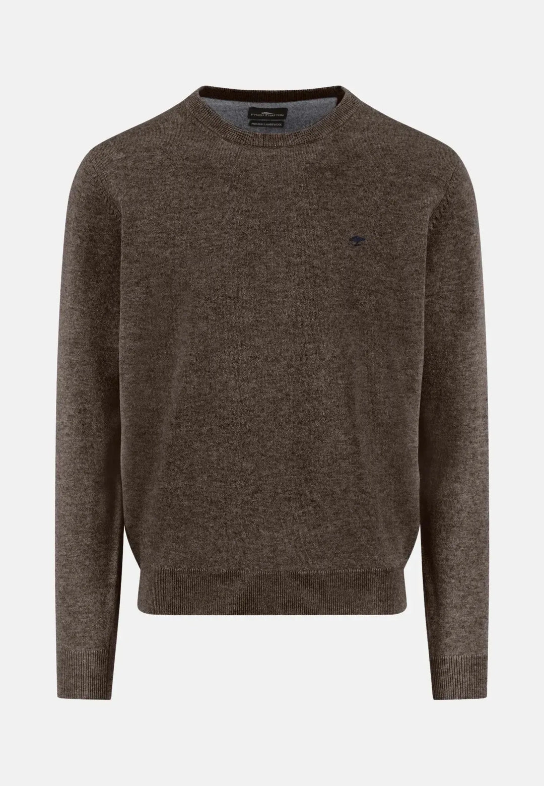 fynch-hatton-Pure Lambswool Crewneck Knit Dark Chocolate
