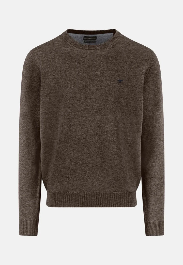 fynch-hatton-Pure Lambswool Crewneck Knit Dark Chocolate