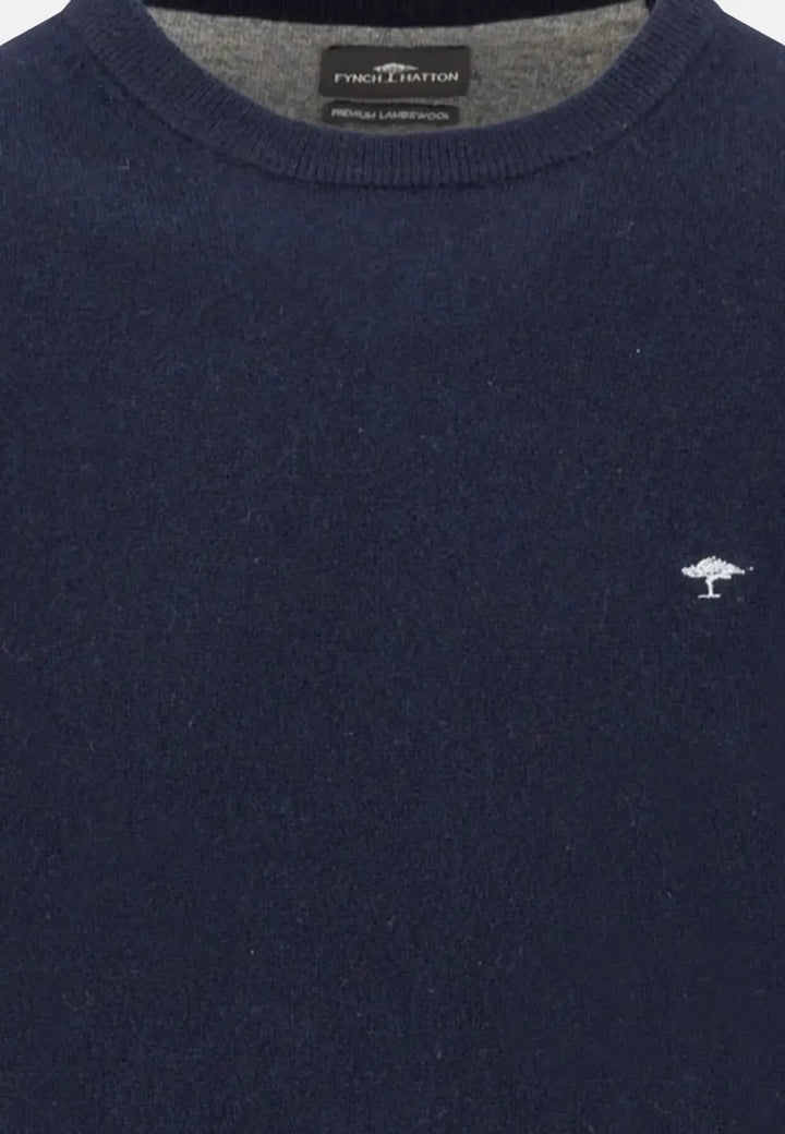 fynch-hatton-Pure Lambswool Crewneck Knit Navy