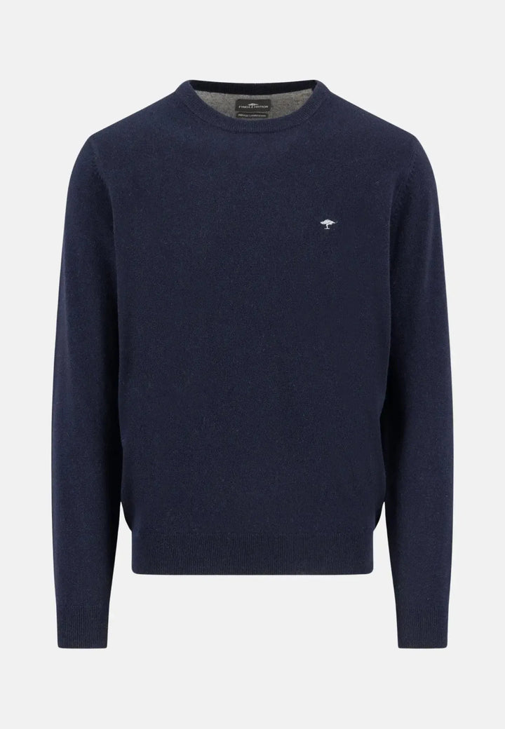 fynch-hatton-Pure Lambswool Crewneck Knit Navy