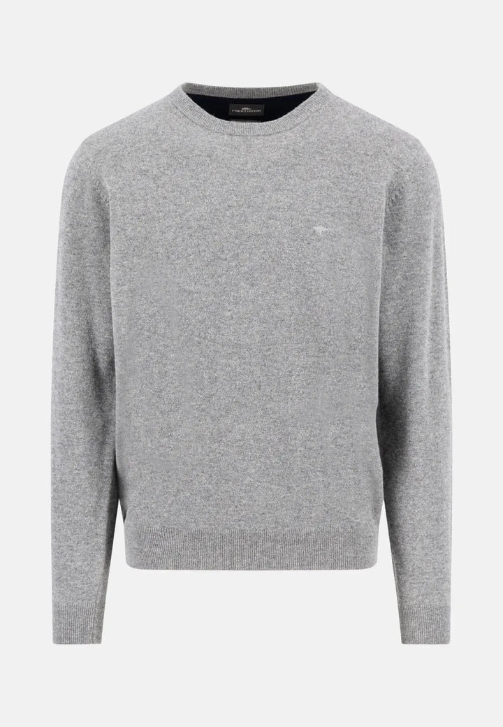 fynch-hatton-Pure Lambswool Crewneck Knit Steel