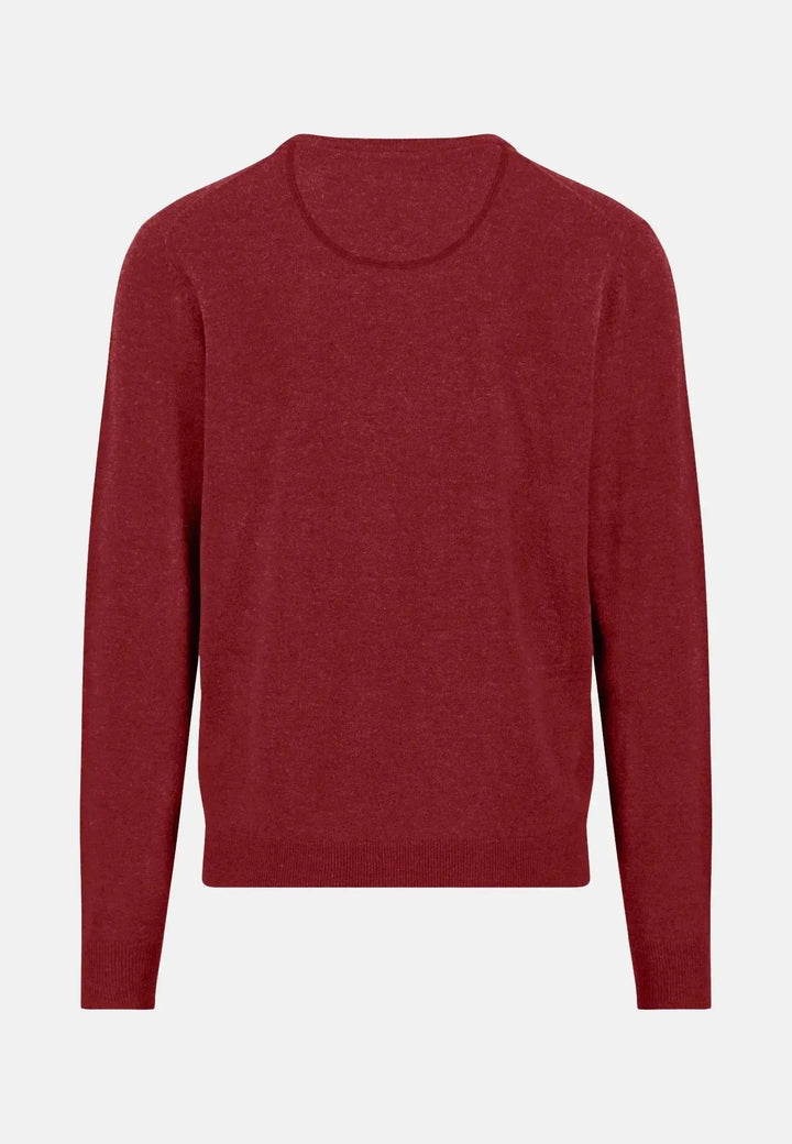 fynch-hatton-Pure Lambswool V-Neck Knit Garnet Red