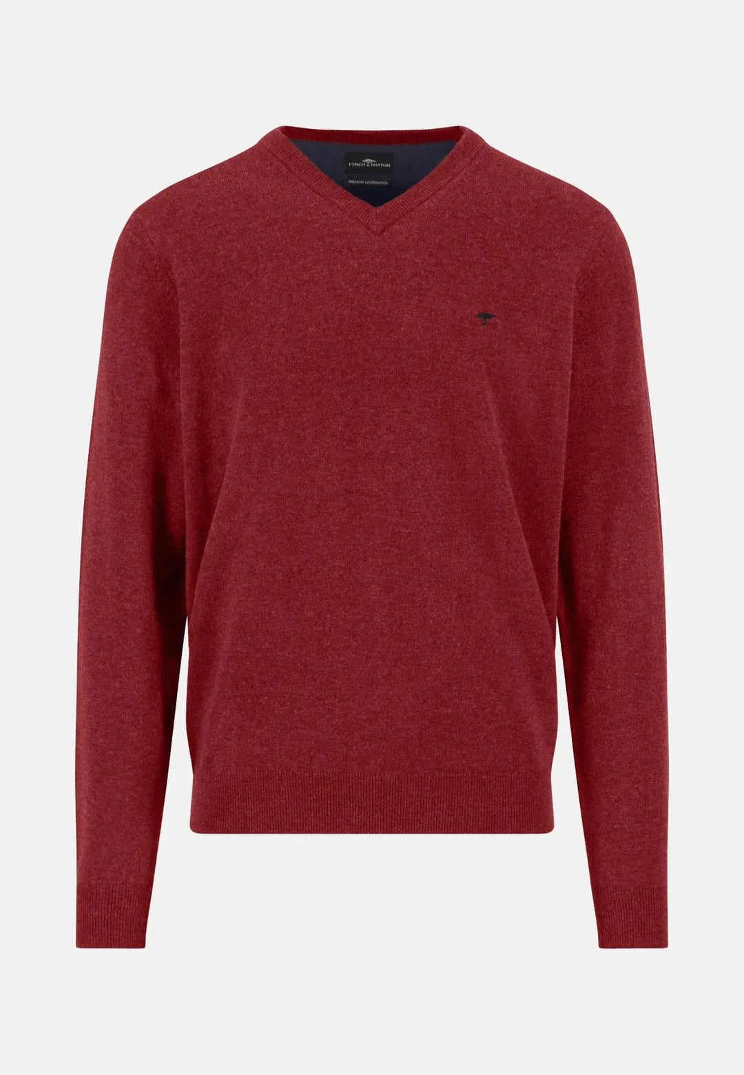 fynch-hatton-Pure Lambswool V-Neck Knit Garnet Red