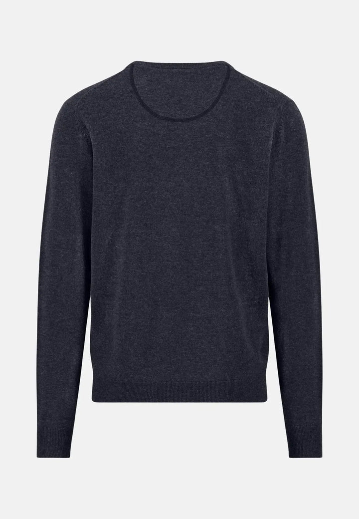 fynch-hatton-Pure Lambswool V-Neck Knit Navy