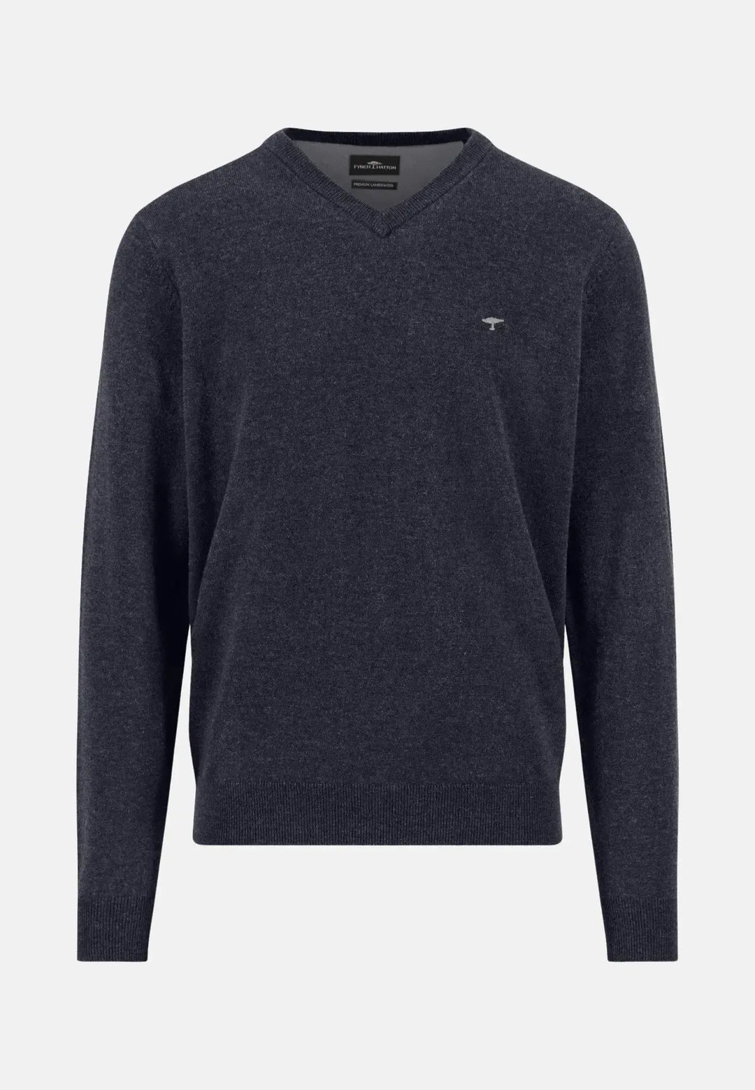 fynch-hatton-Pure Lambswool V-Neck Knit Navy