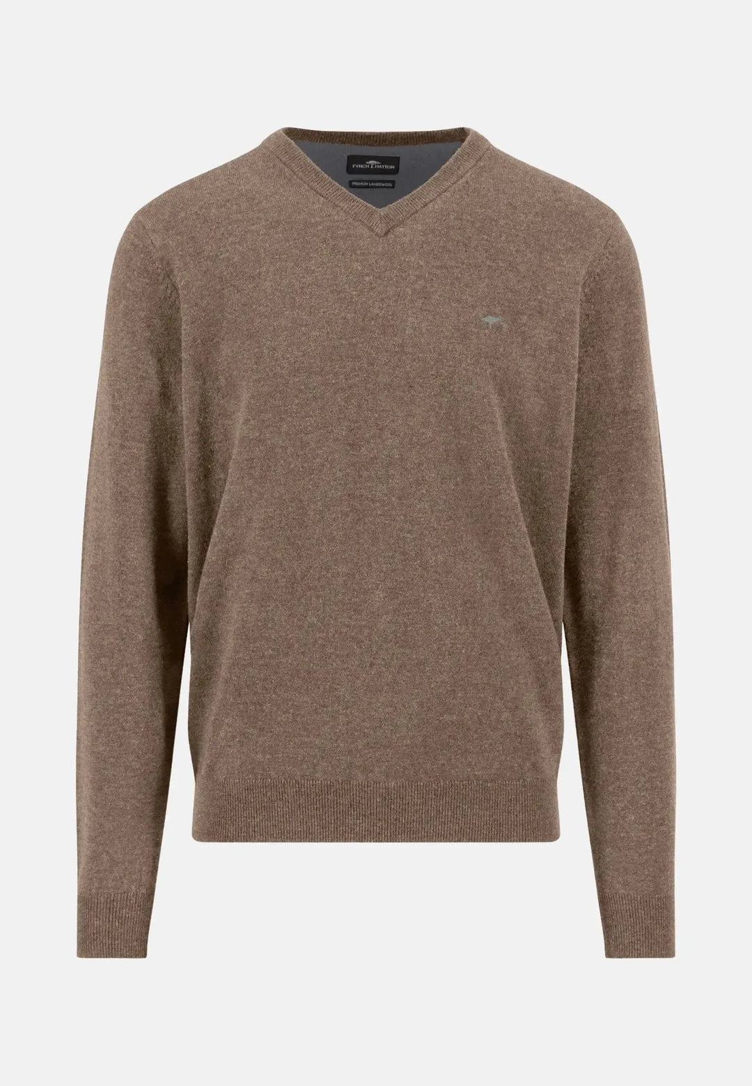 fynch-hatton-Pure Lambswool V-Neck Knit Taupe