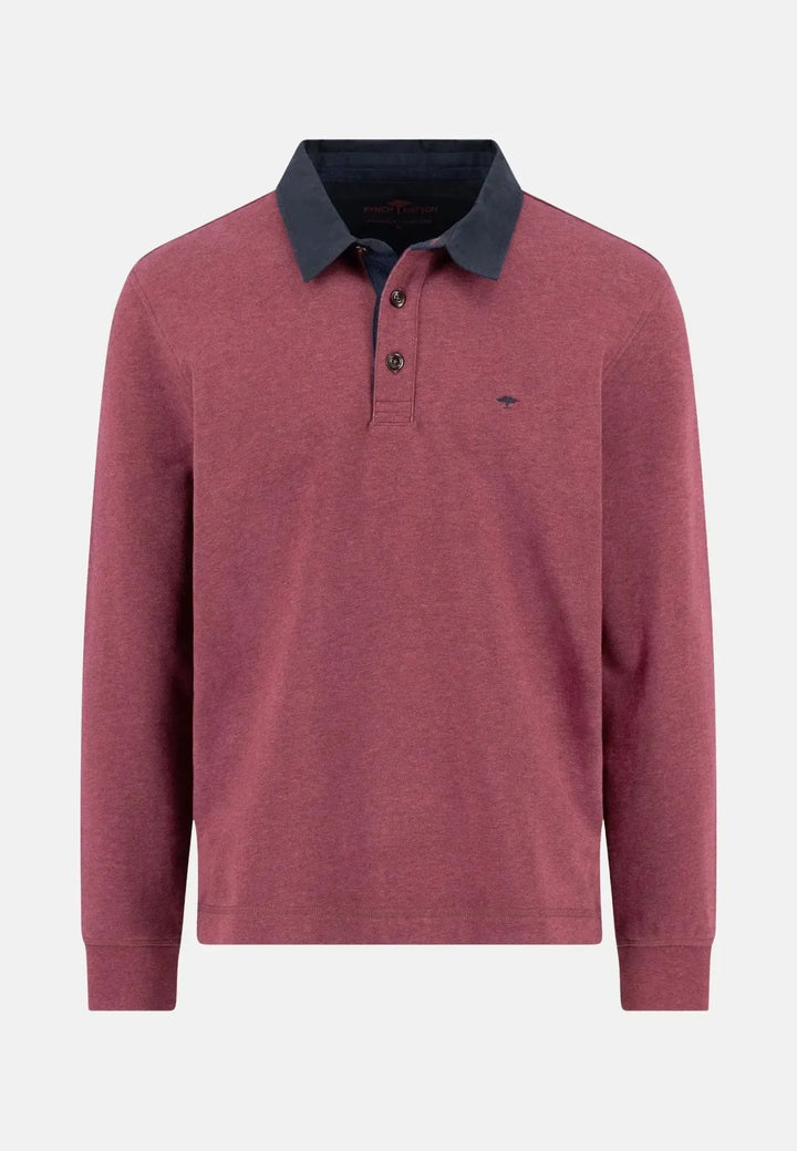 fynch-hatton-Rugby Collar Sweat Deep Merlot