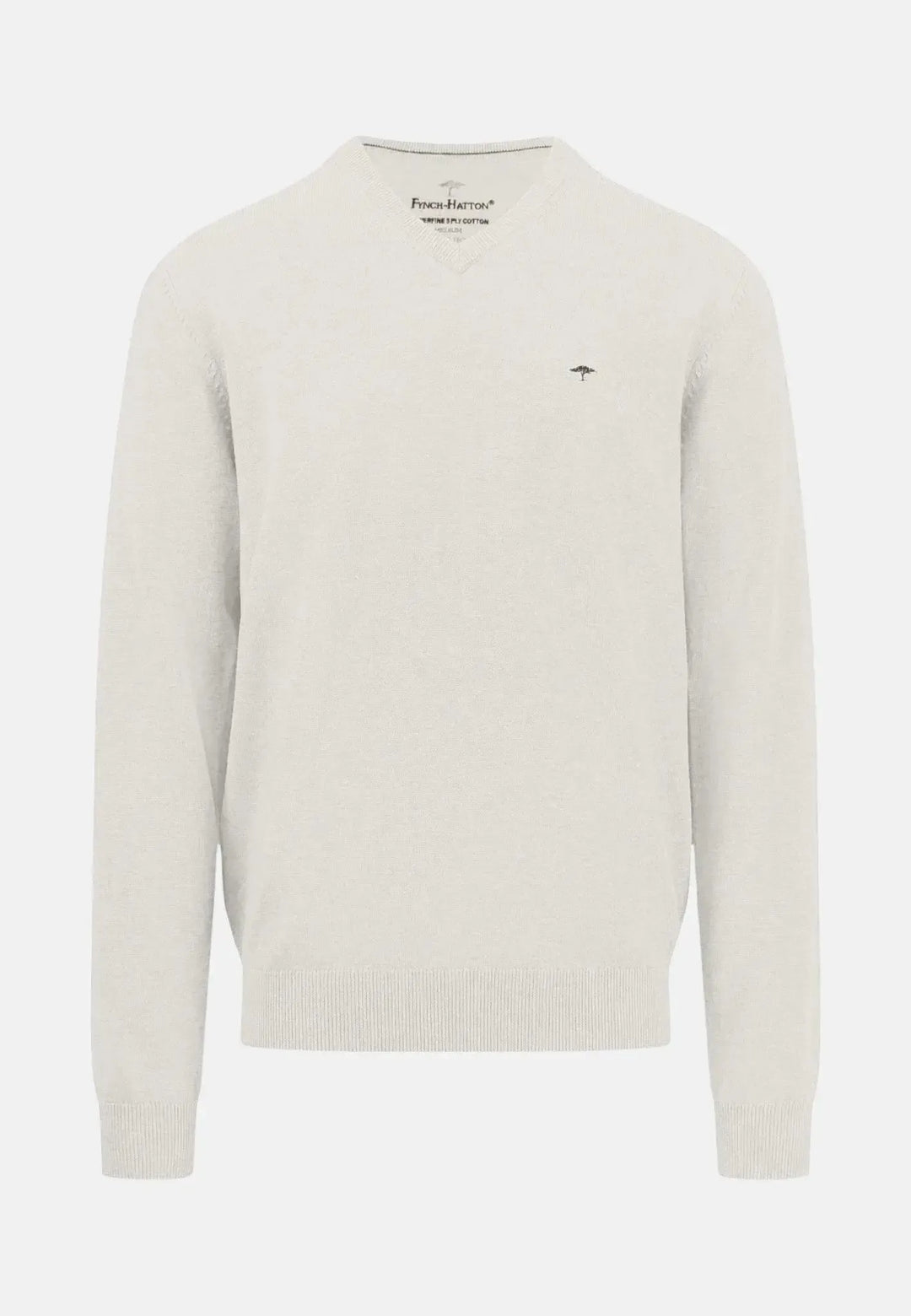 fynch-hatton-SUPERFINE V-NECK COTTON KNIT WINTER WHITE