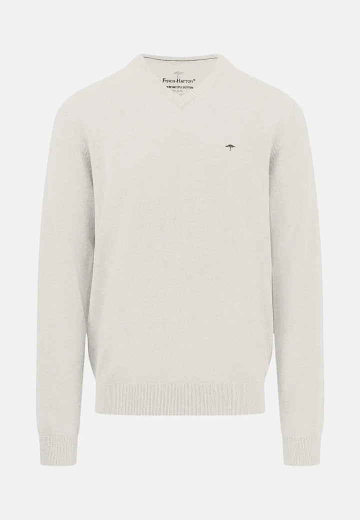 fynch-hatton-SUPERFINE V-NECK COTTON KNIT WINTER WHITE