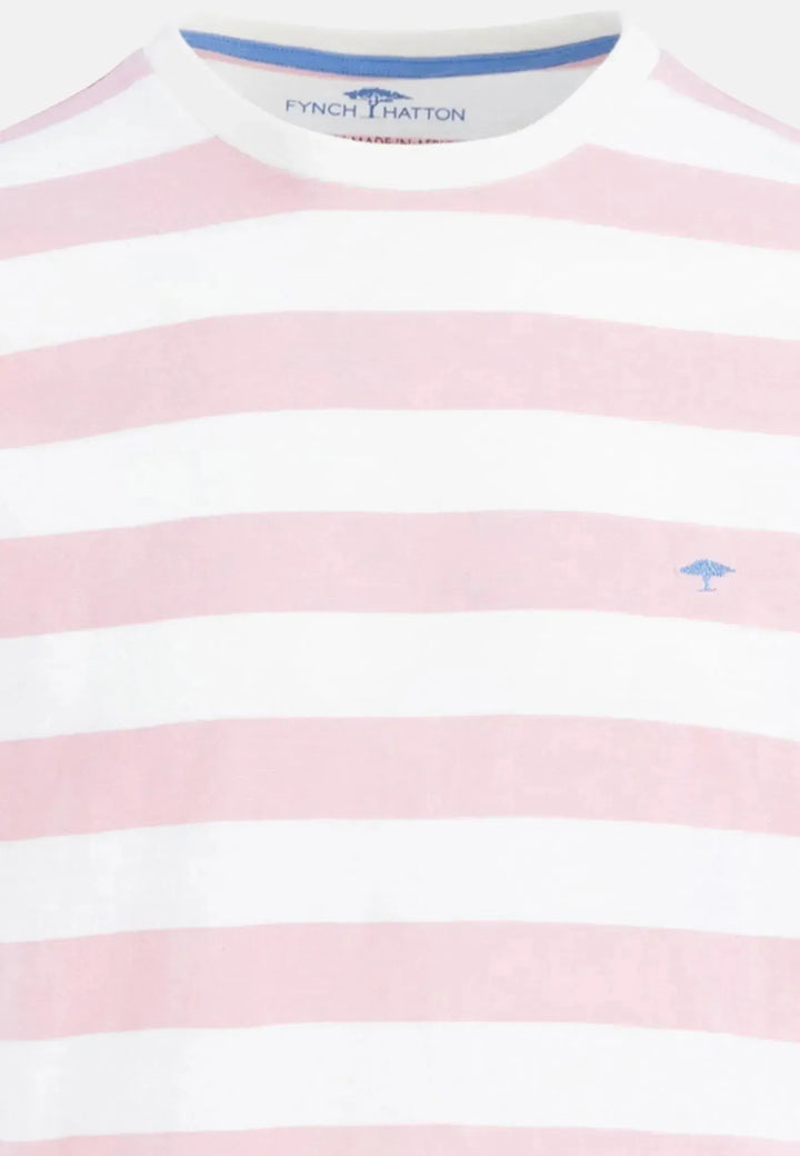 fynch-hatton-Slub Cotton Stripe T-Shirt Light Peony