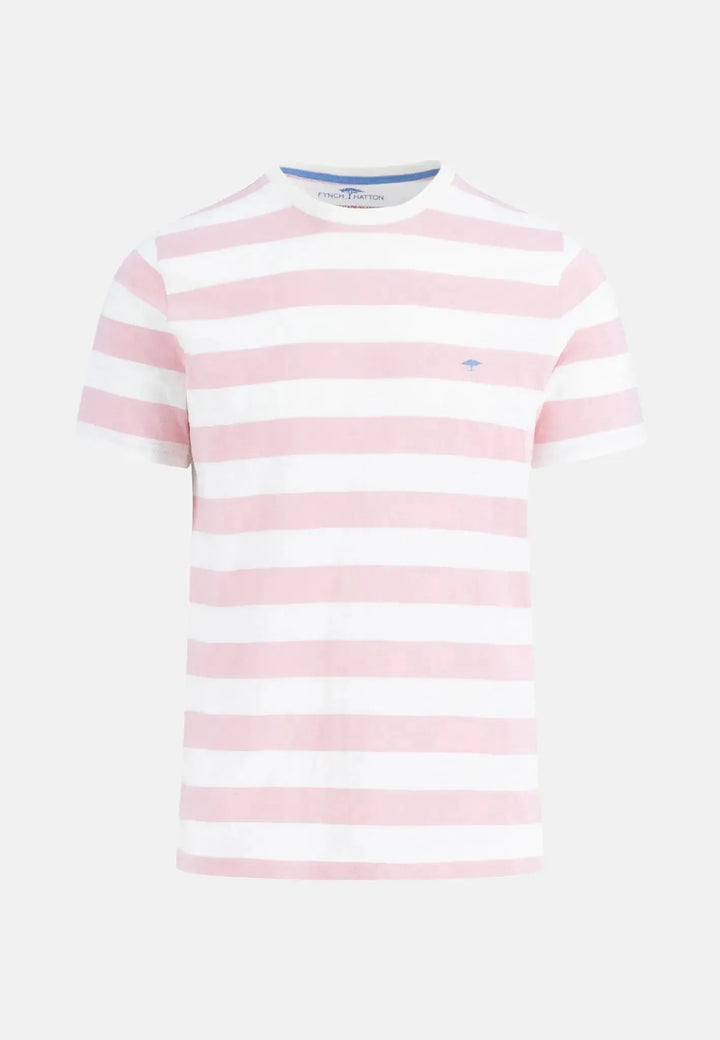 fynch-hatton-Slub Cotton Stripe T-Shirt Light Peony