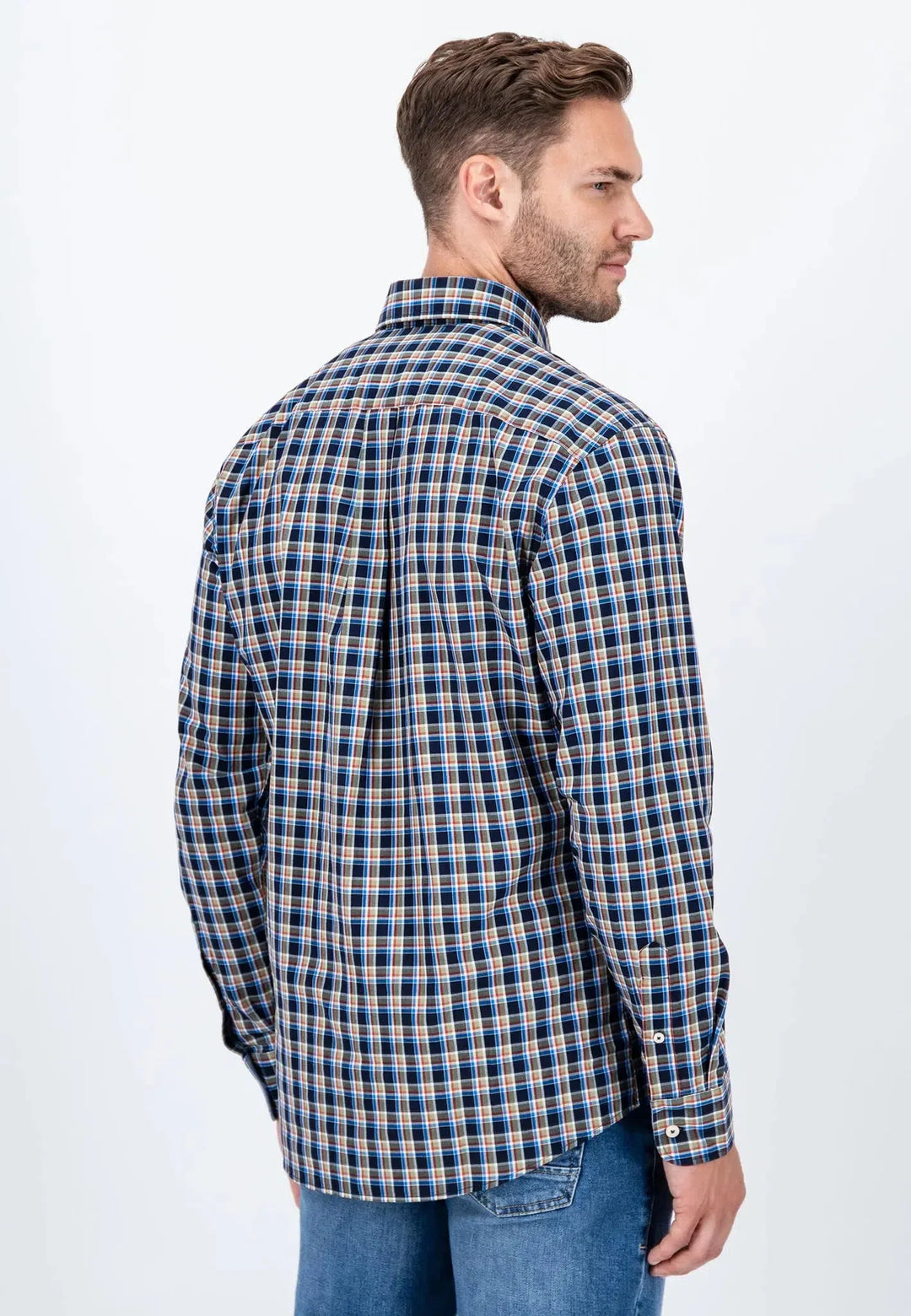 fynch-hatton-Small Check Shirt Navy