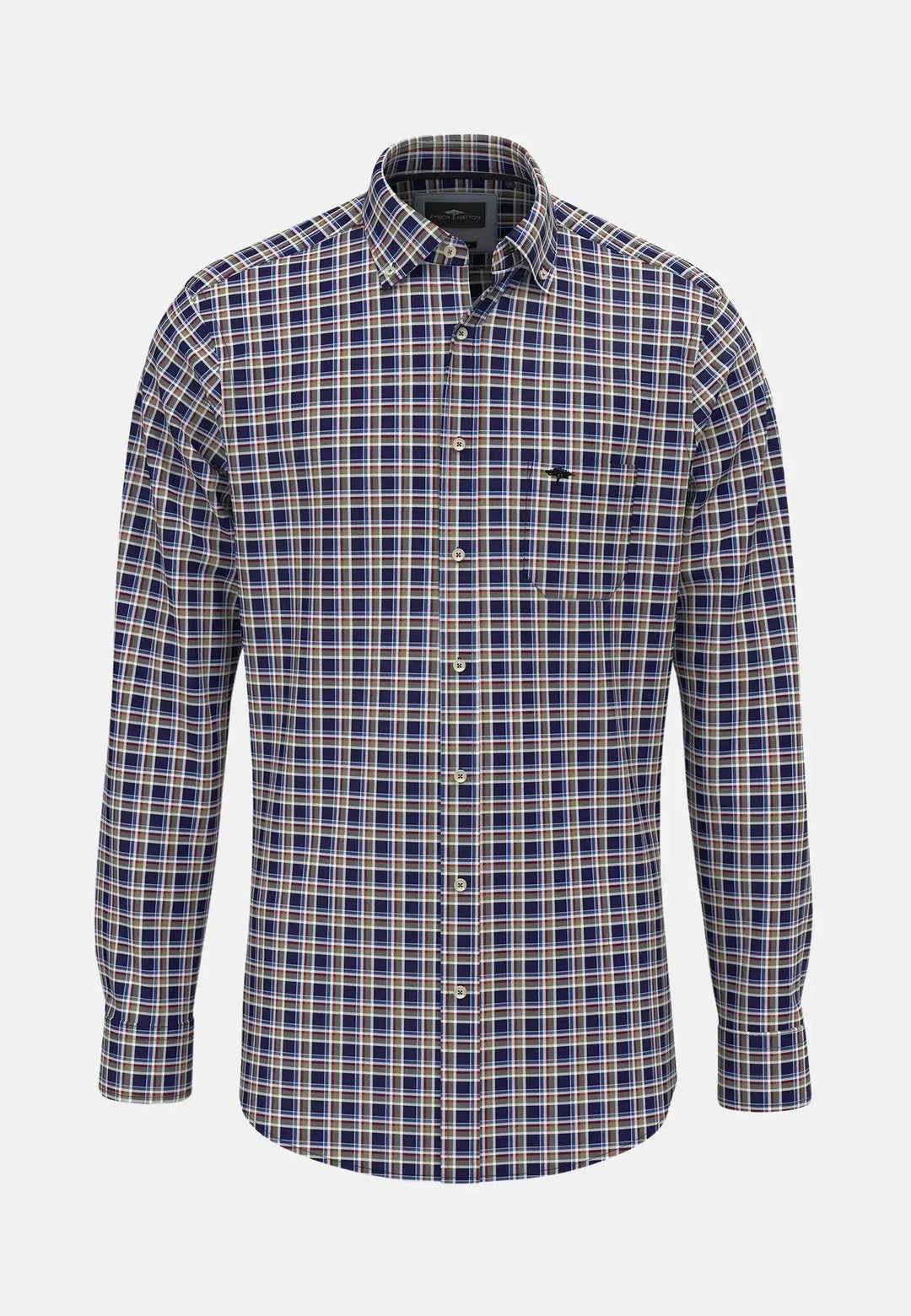 fynch-hatton-Small Check Shirt Navy