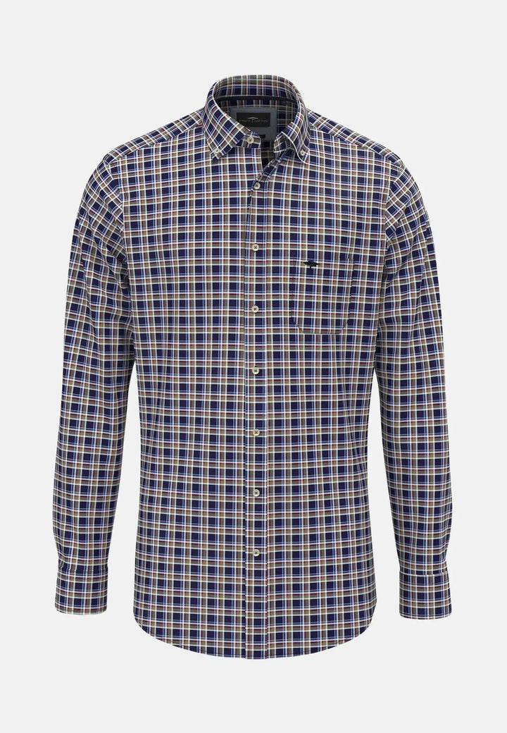 fynch-hatton-Small Check Shirt Navy