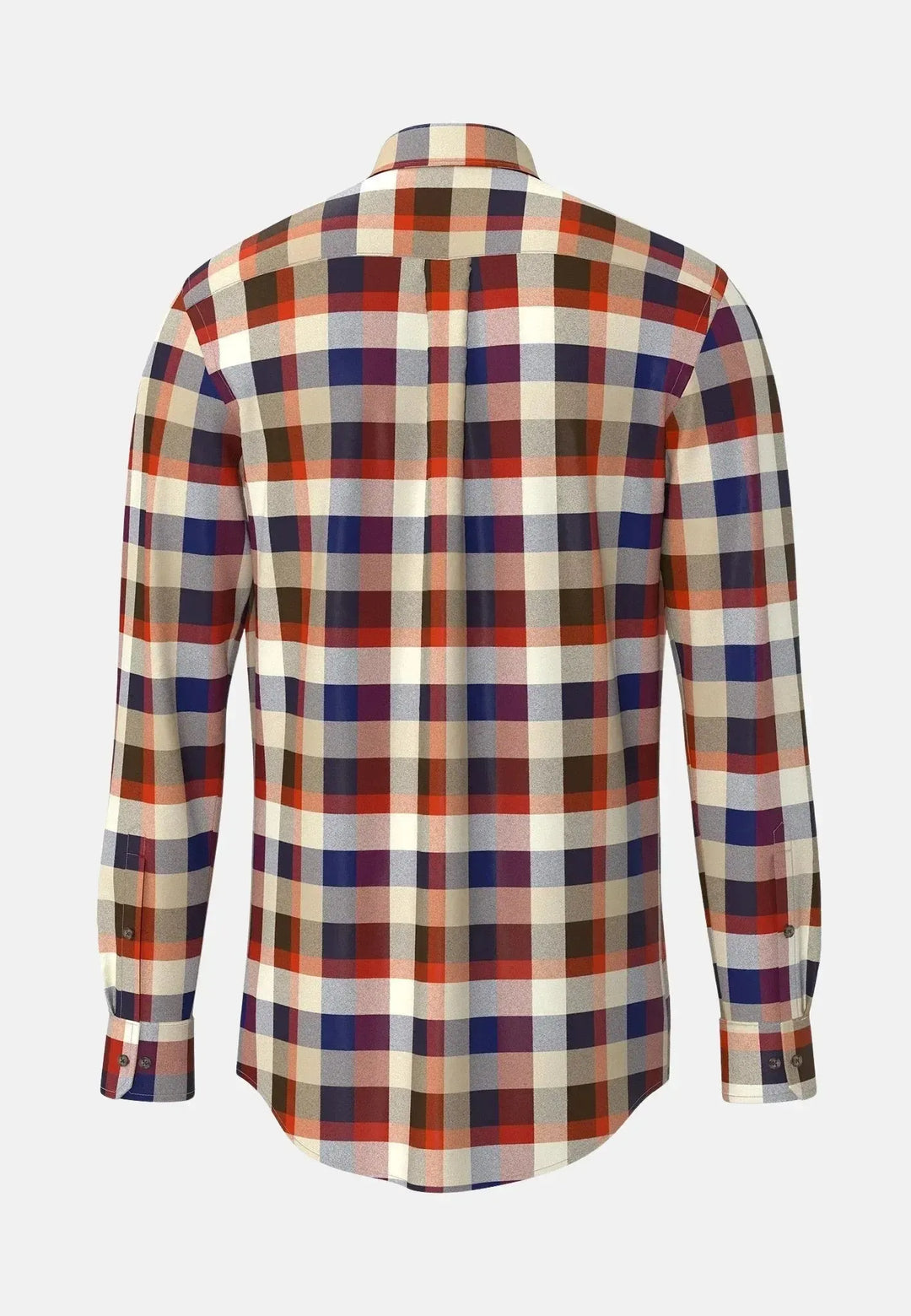 fynch-hatton-Square Flannel Check Shirt Garnet Red