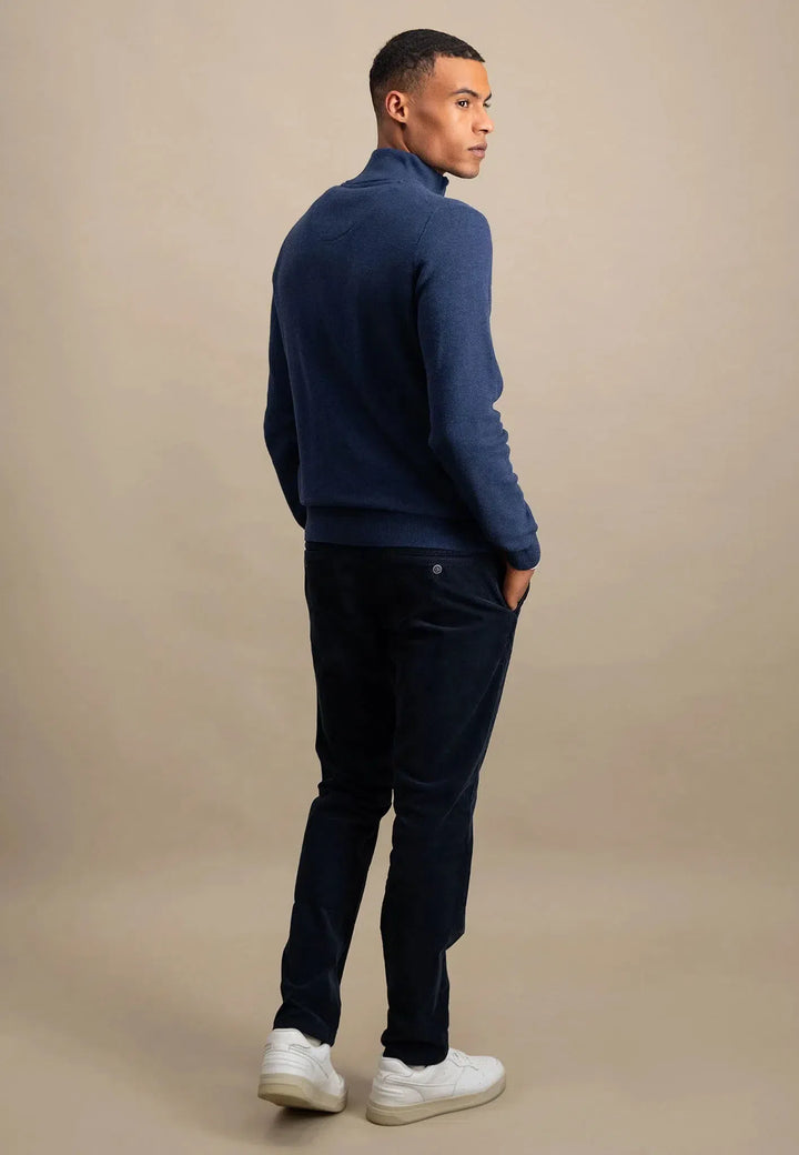 fynch-hatton-Stand Collar 1/4 Zip Cotton Knit Night