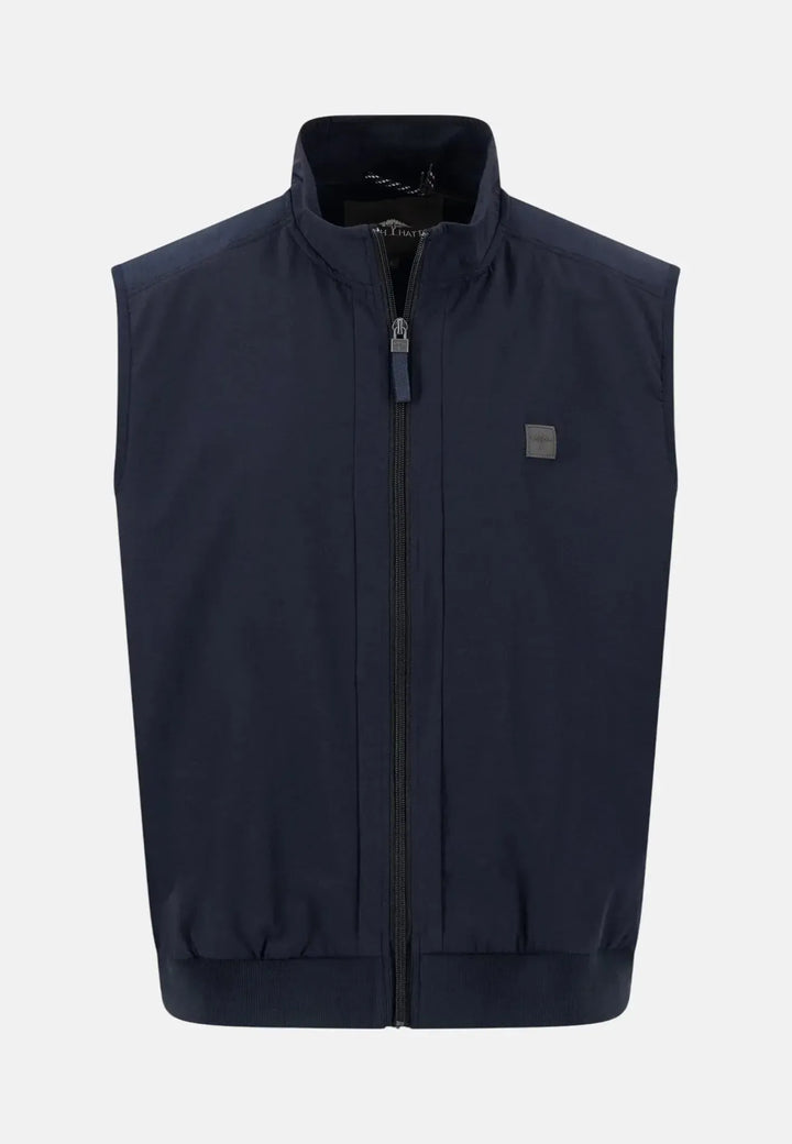 fynch-hatton-Stand Collar Hybrid Gilet Dark Navy