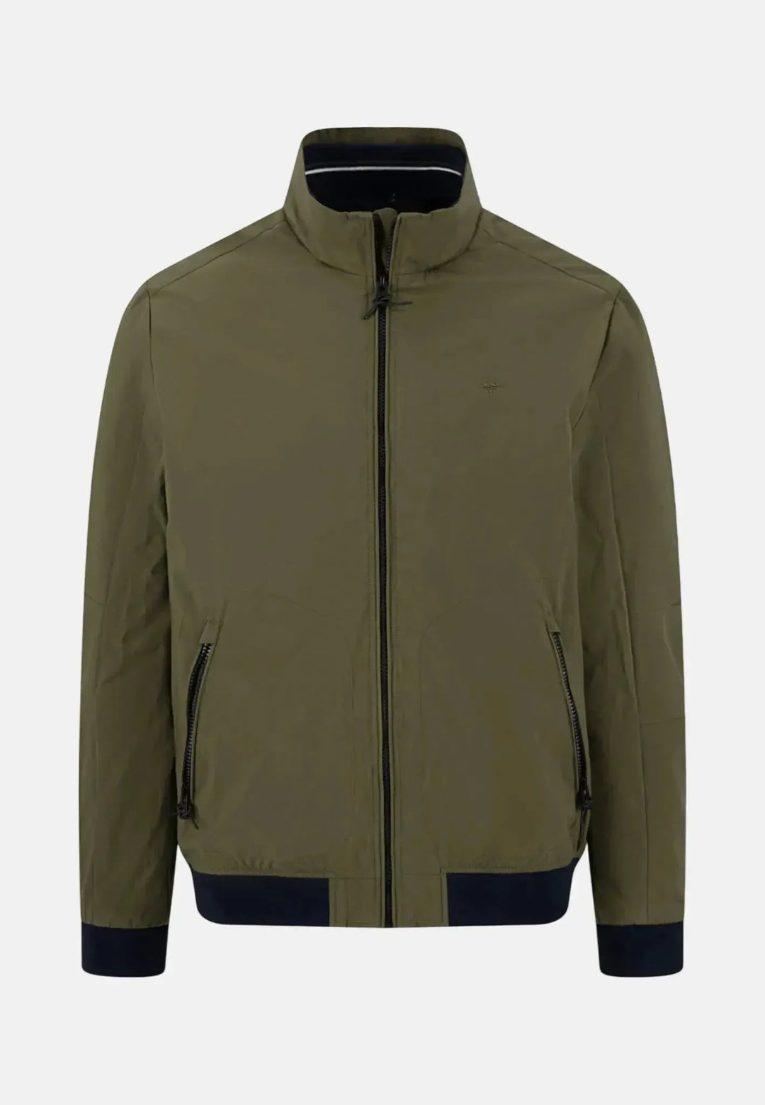 fynch-hatton-Stand Collar Zipped Pocket Jacket Dark Khaki