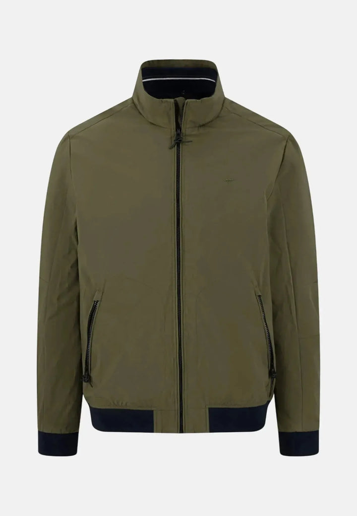 fynch-hatton-Stand Collar Zipped Pocket Jacket Dark Khaki