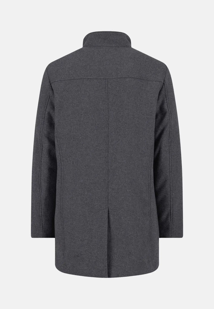 fynch-hatton-Standcollar Insert Wool Mix Coat Dark Grey