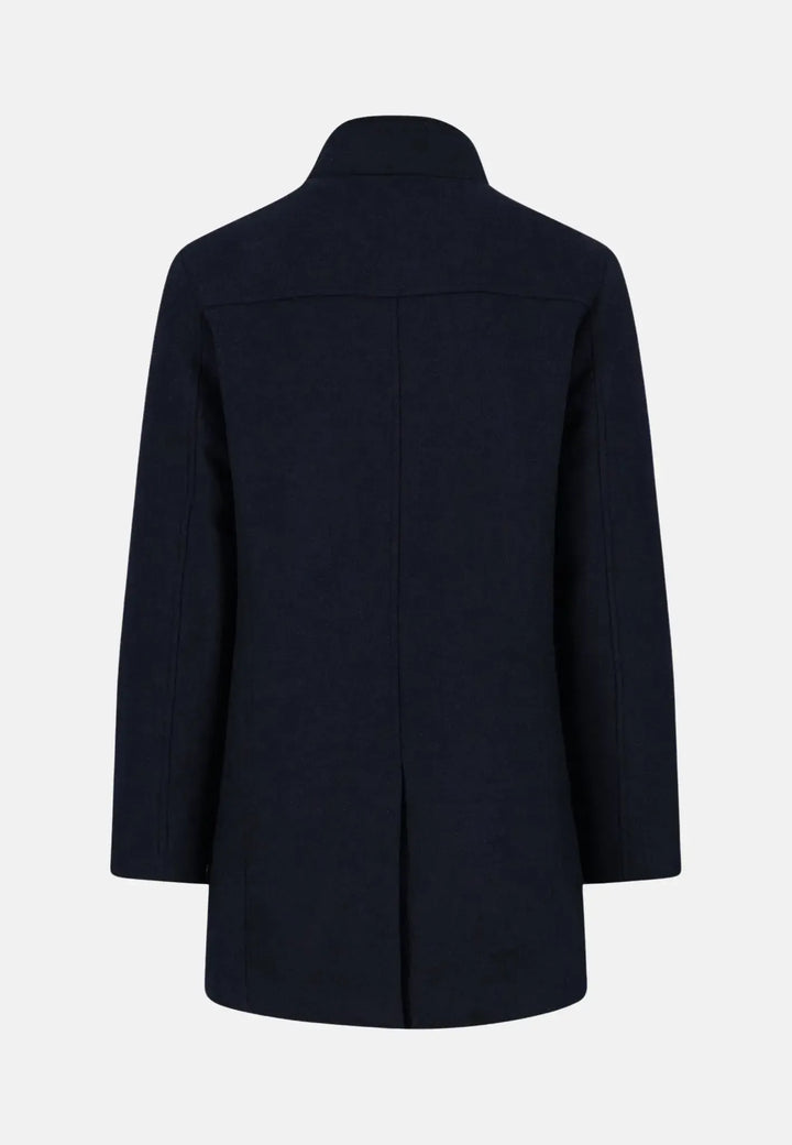 fynch-hatton-Standcollar Insert Wool Mix Coat Dark Navy