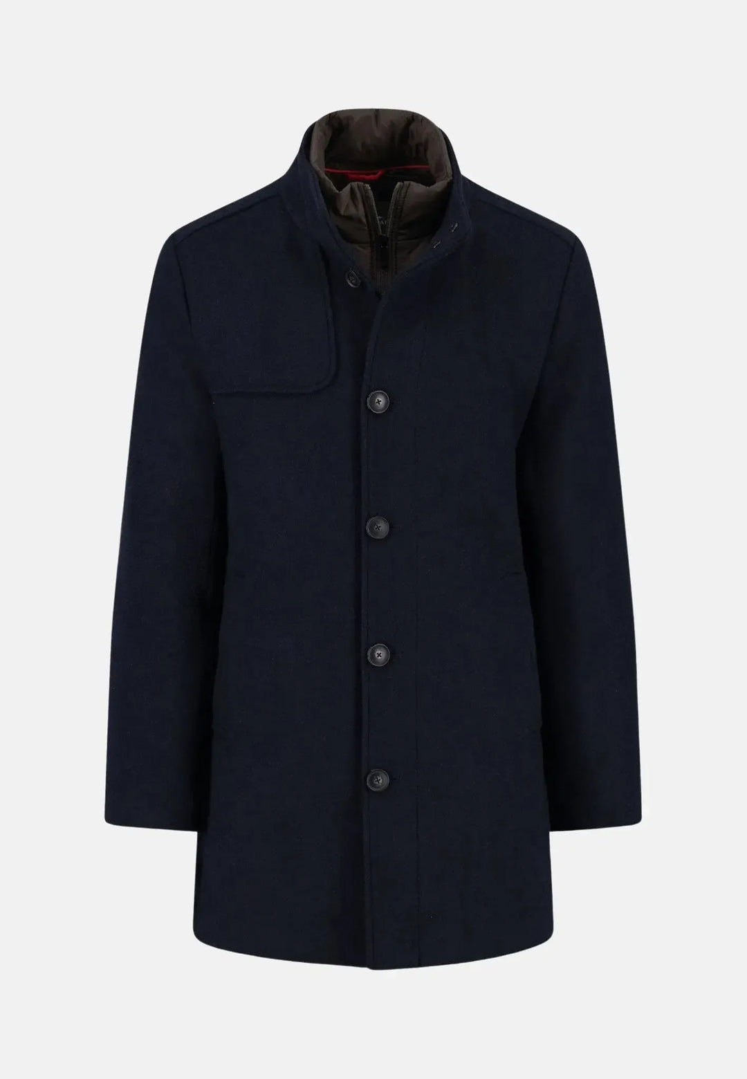 fynch-hatton-Standcollar Insert Wool Mix Coat Dark Navy