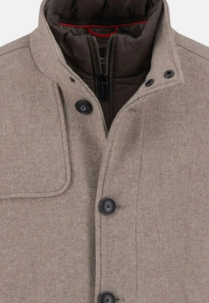 fynch-hatton-Standcollar Insert Wool Mix Coat Sand