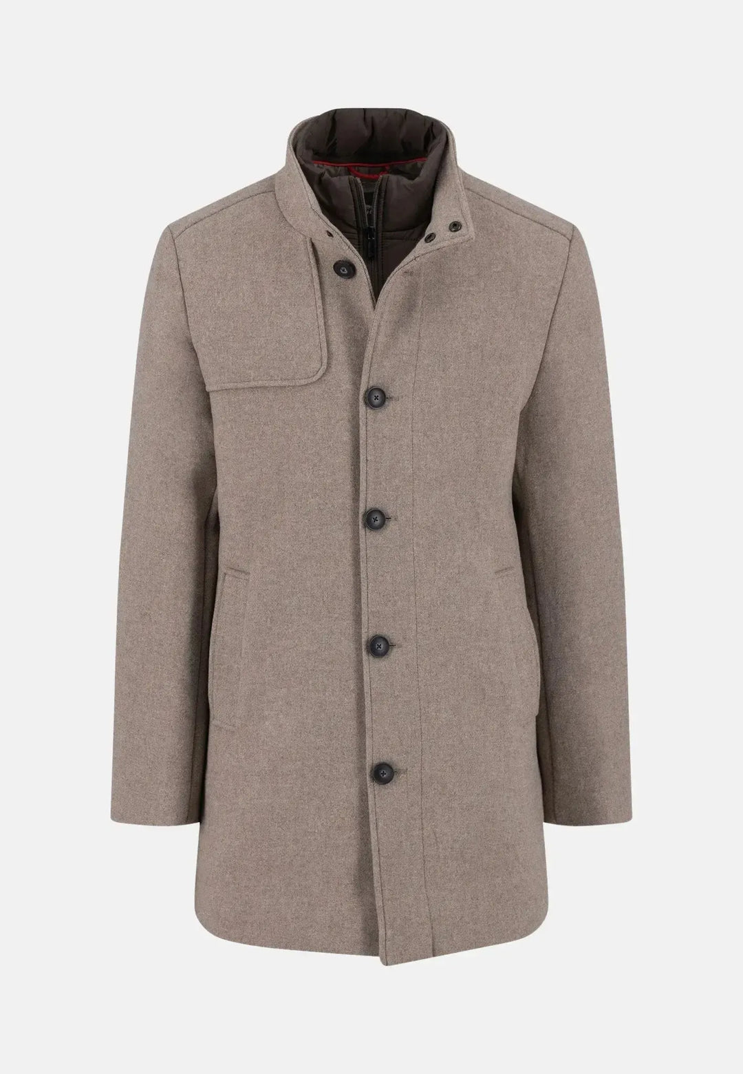 fynch-hatton-Standcollar Insert Wool Mix Coat Sand