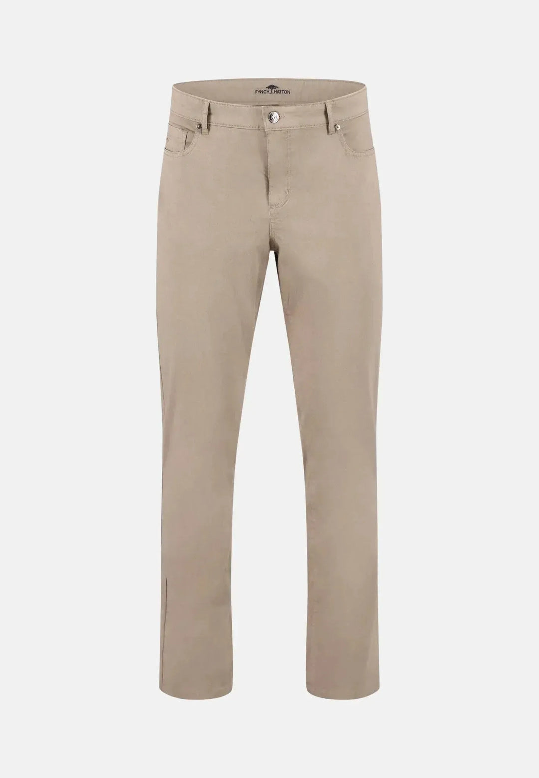 fynch-hatton-Stretch Cotton Straight Leg Chinos Beige