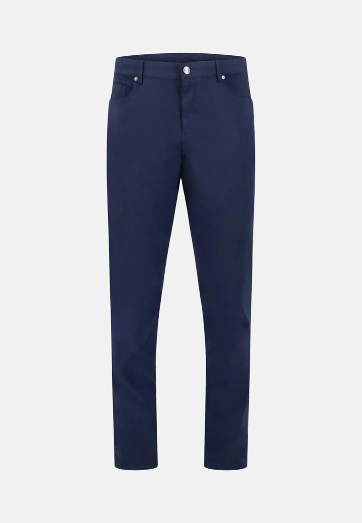 fynch-hatton-Stretch Cotton Straight Leg Chinos Dark Navy