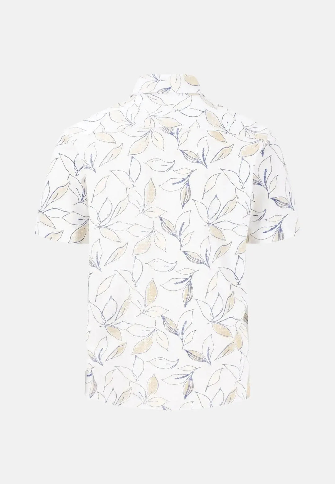 fynch-hatton-Stretch Cotton Summer Floral Short Sleeved Shirt New Off White