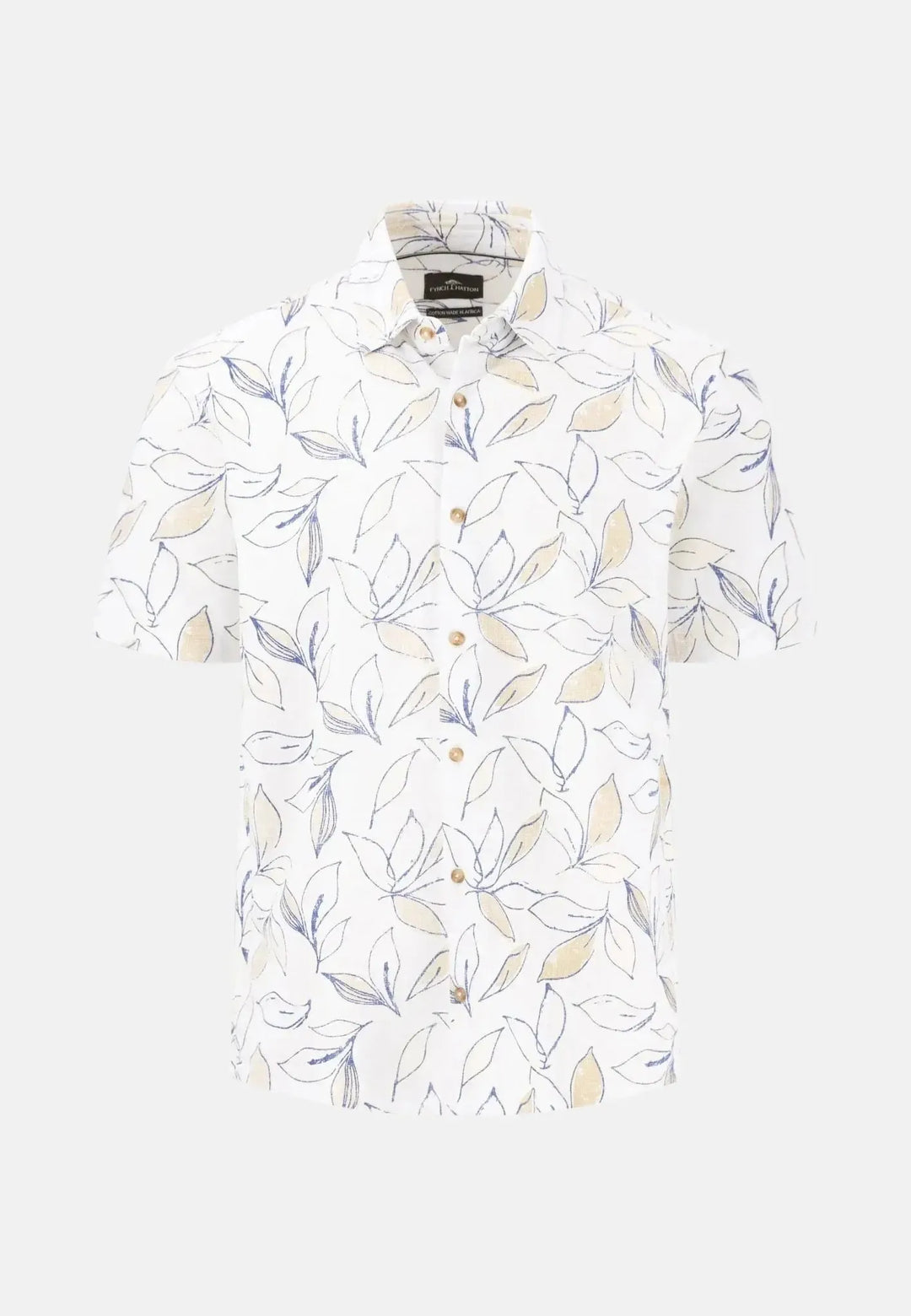 fynch-hatton-Stretch Cotton Summer Floral Short Sleeved Shirt New Off White