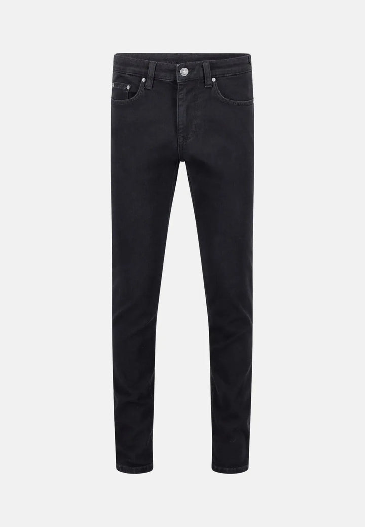 fynch-hatton-Stretch Denim Straight Leg Jeans Black