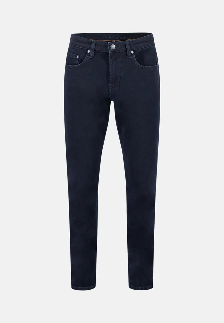 fynch-hatton-Stretch Denim Straight Leg Jeans Blue Black