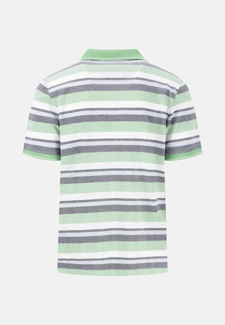 fynch-hatton-Striped Casual Fit Polo Shirt Turf Green