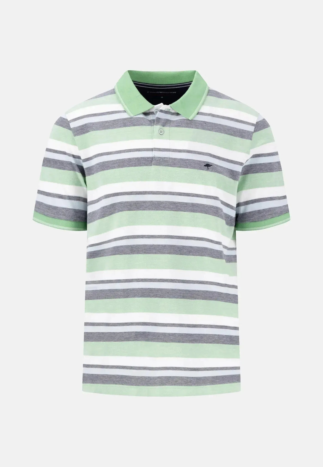 fynch-hatton-Striped Casual Fit Polo Shirt Turf Green