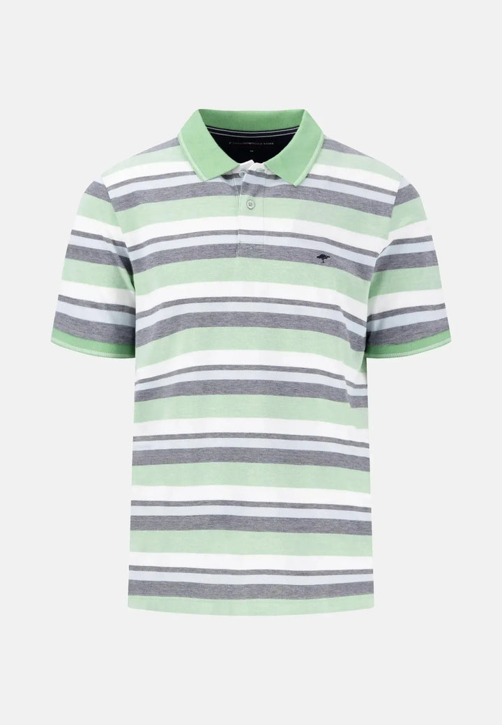 fynch-hatton-Striped Casual Fit Polo Shirt Turf Green