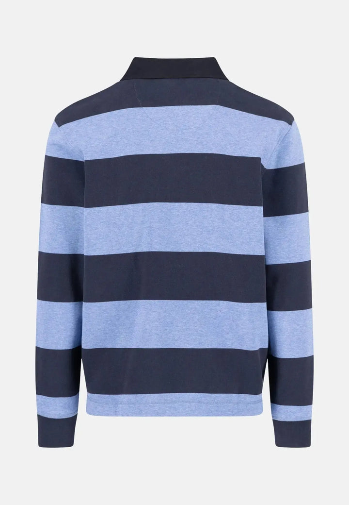 fynch-hatton-Striped Rugby Collar Sweat Crystal Blue