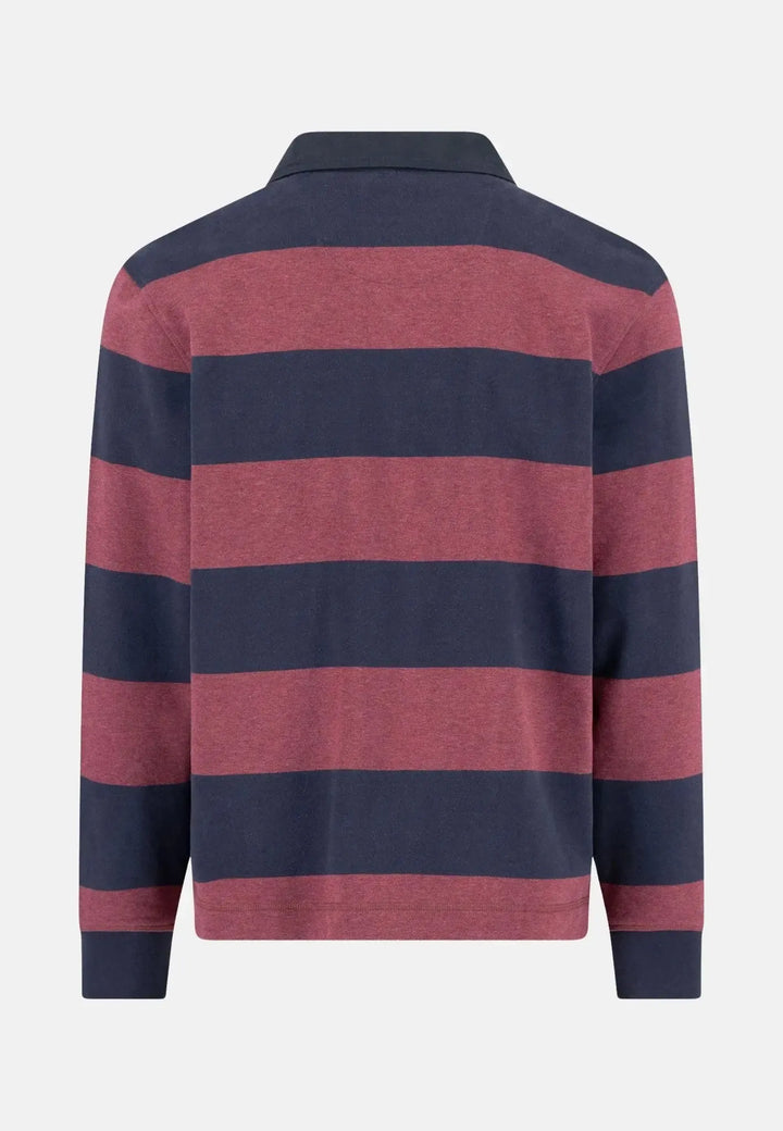 fynch-hatton-Striped Rugby Collar Sweat Deep Merlot