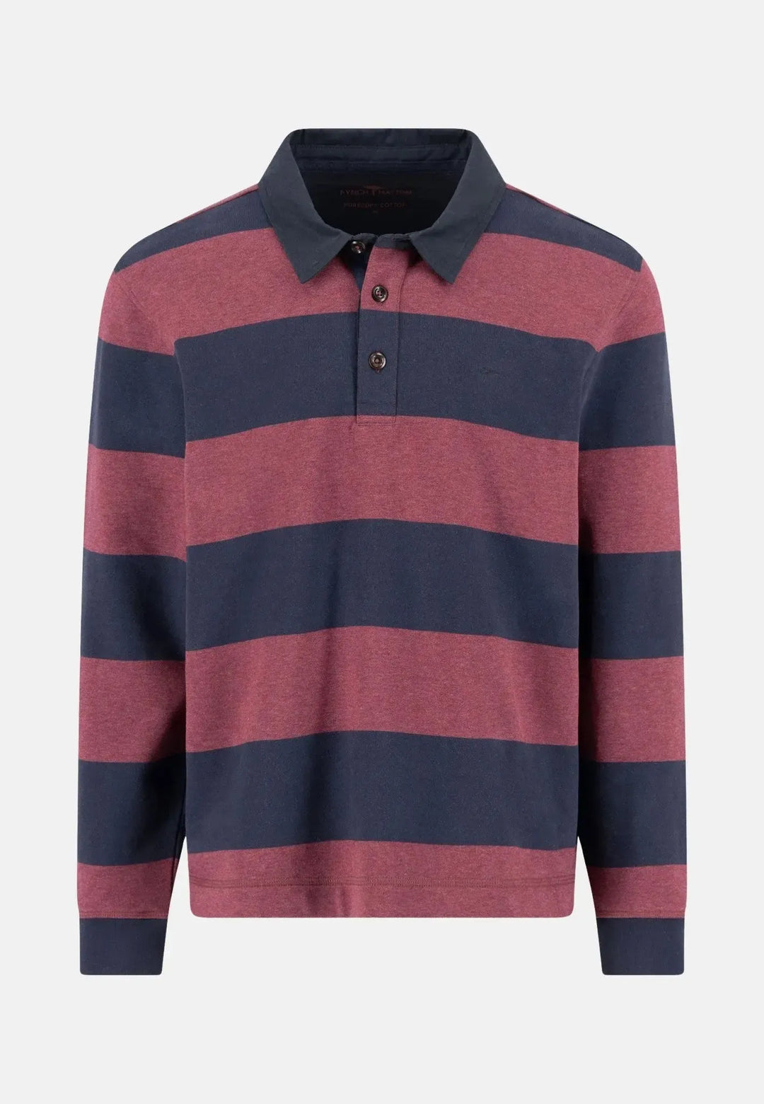 fynch-hatton-Striped Rugby Collar Sweat Deep Merlot