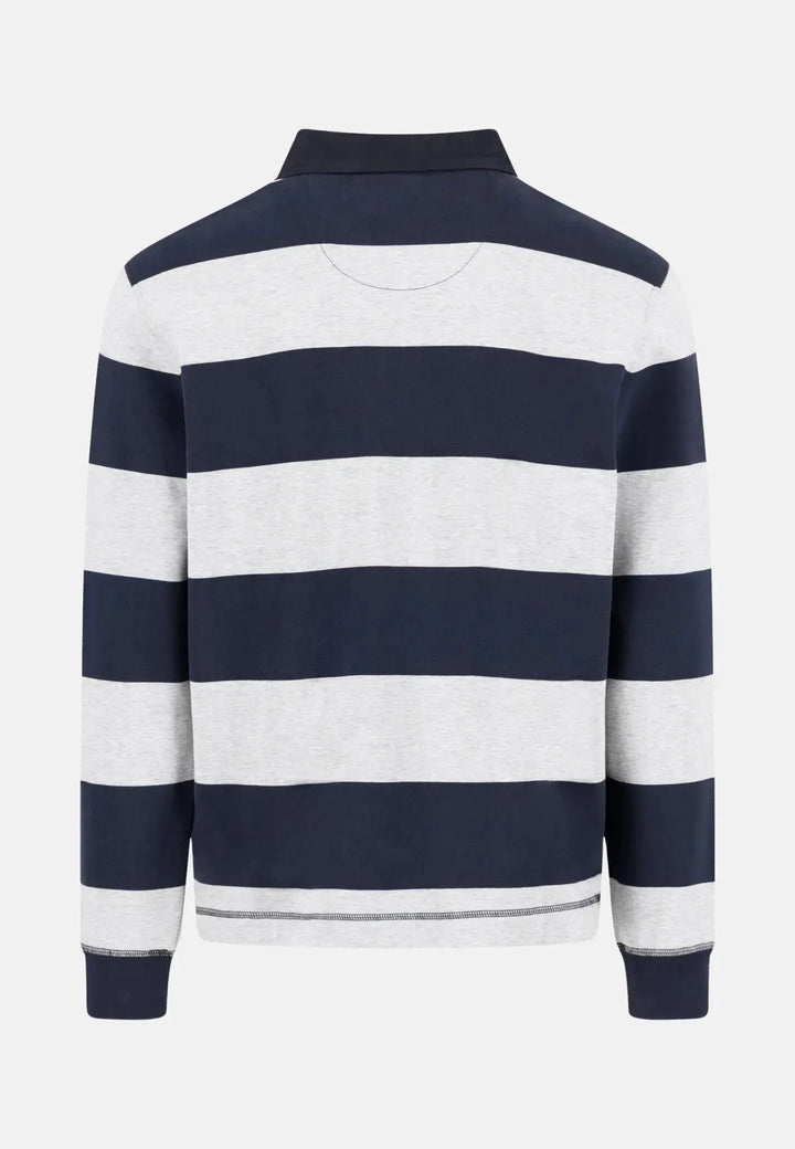 fynch-hatton-Striped Rugby Collar Sweat Navy