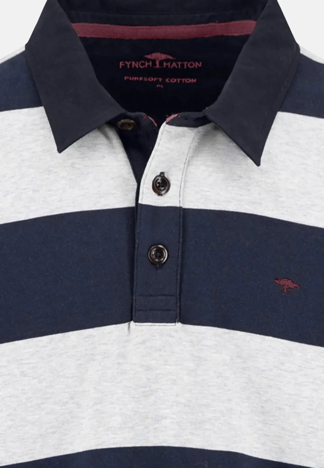 fynch-hatton-Striped Rugby Collar Sweat Navy
