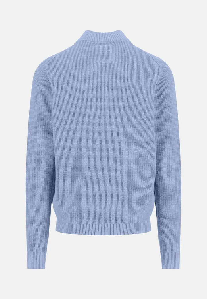 fynch-hatton-Structured Cotton 1/4 Zip Knit New Breeze