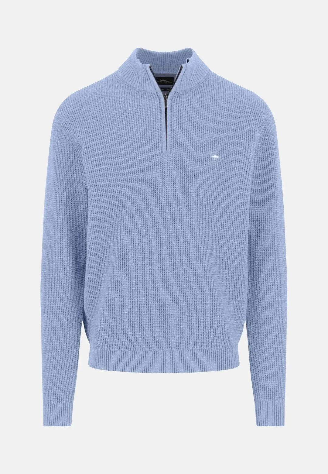 fynch-hatton-Structured Cotton 1/4 Zip Knit New Breeze