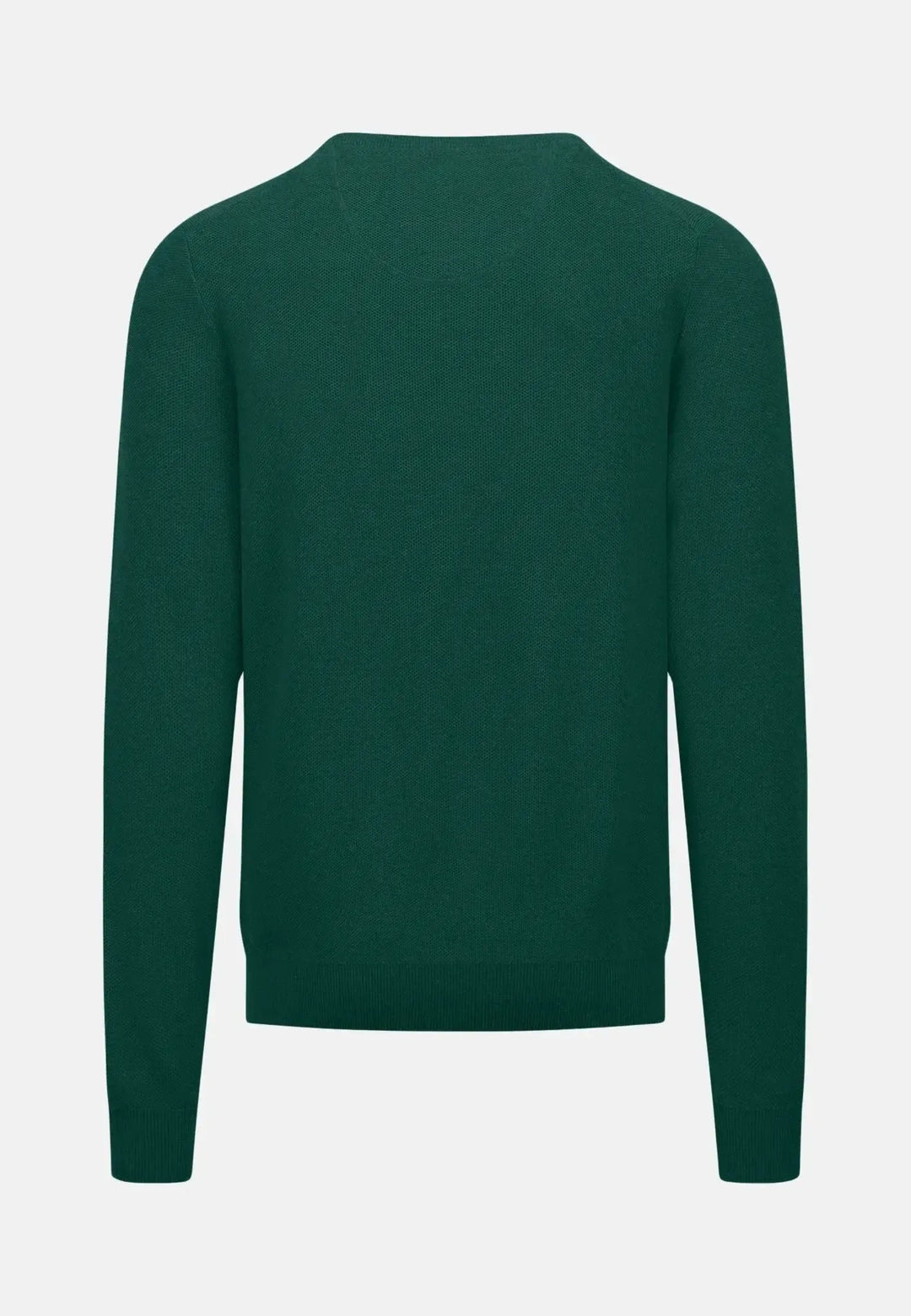 fynch-hatton-Structured Crewneck Cotton Knit Dark Emerald