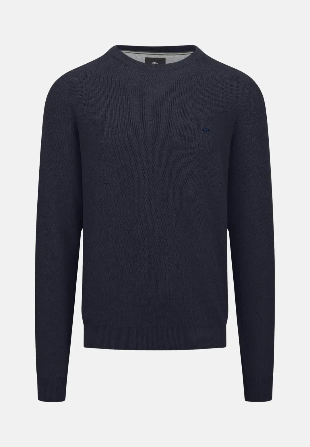 fynch-hatton-Structured Crewneck Cotton Knit Dark Navy