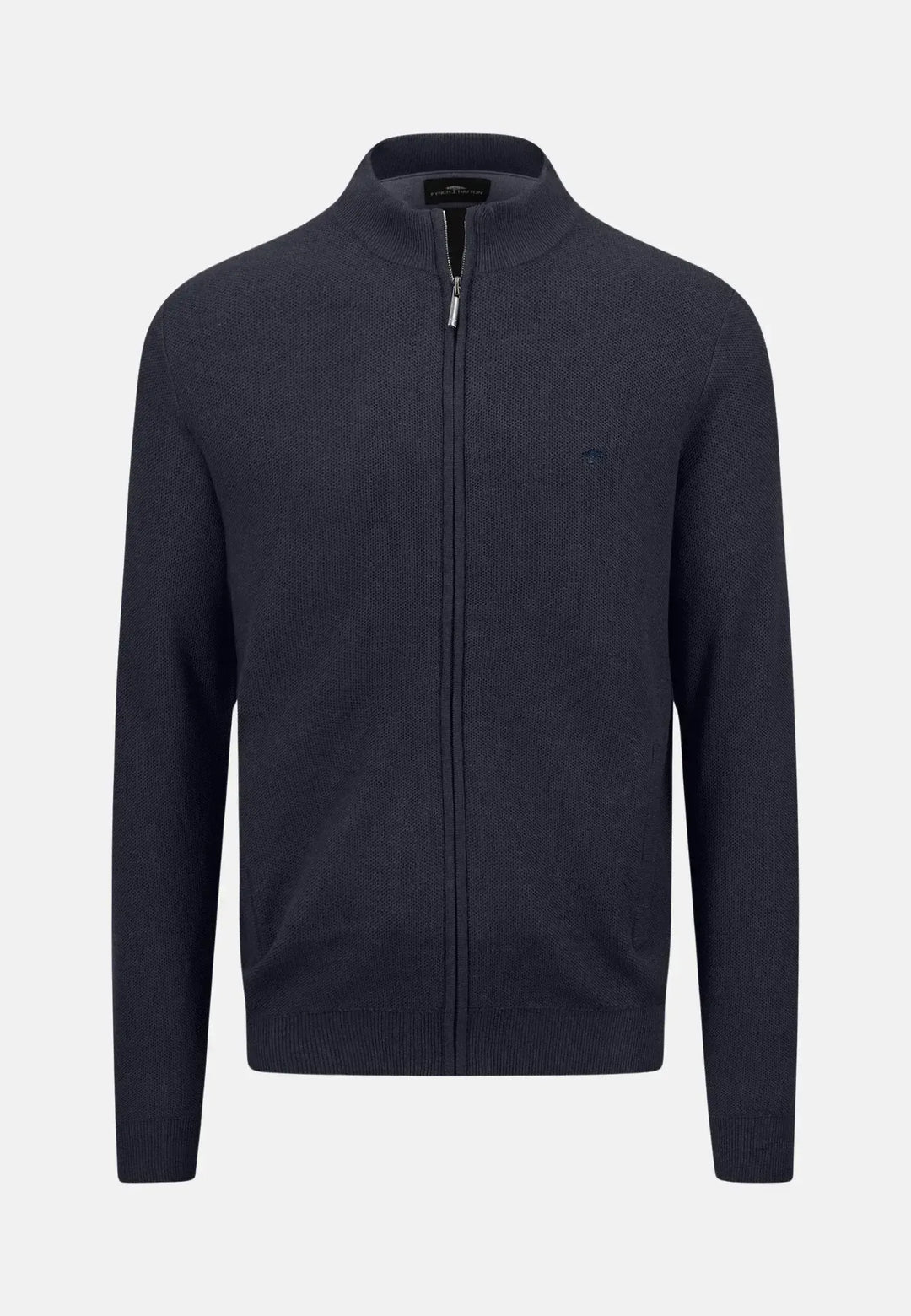 fynch-hatton-Structured Full Zip Cotton Knit Navy