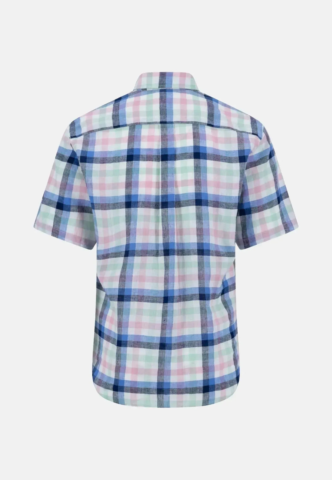 fynch-hatton-Summer Check Linen Short Sleeved Shirt Minty Green