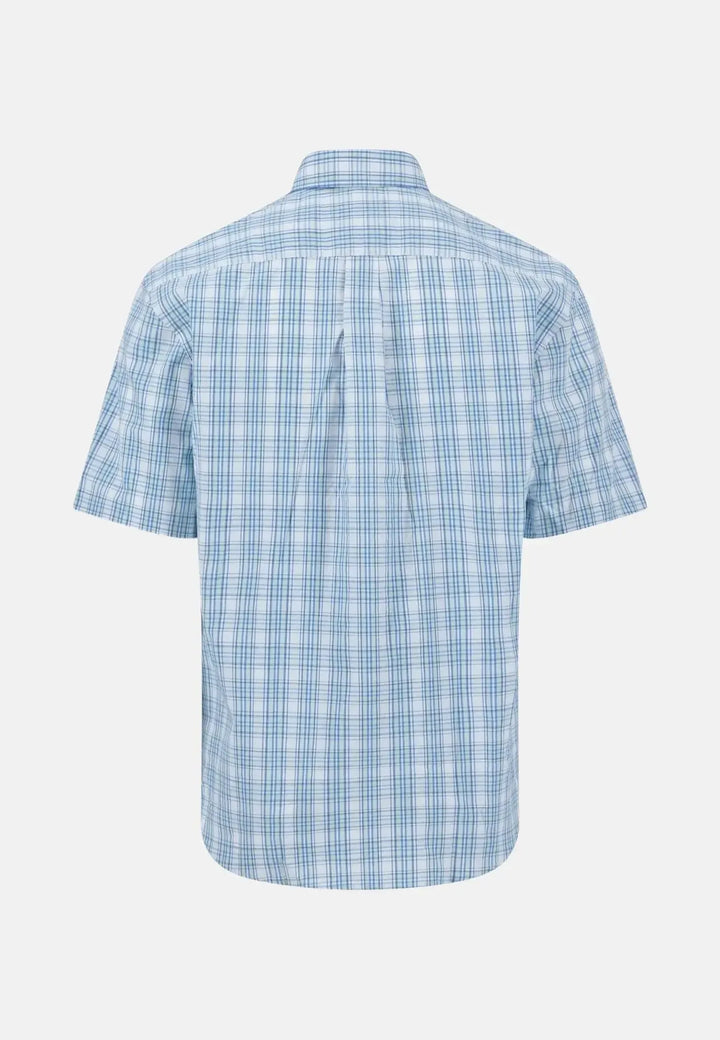fynch-hatton-Summer Check Short Sleeved Shirt Minty Green
